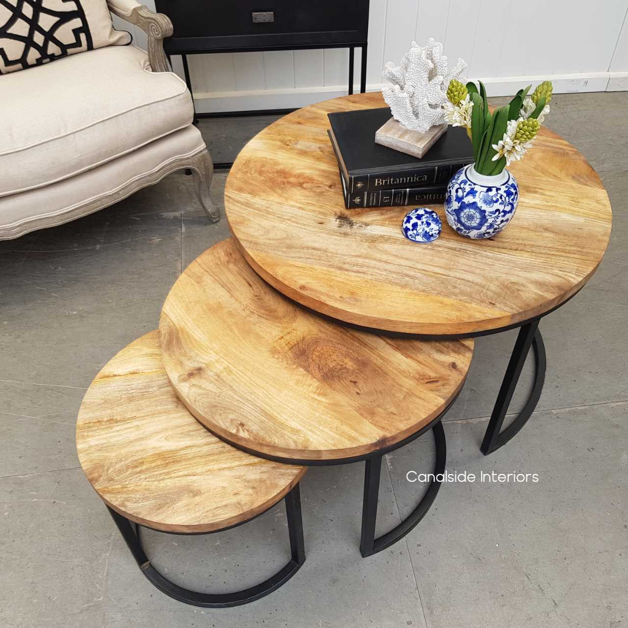 Oak Island 3 Piece Nesting Coffee Side Tables  INDUSTRIAL RUSTIC Style, CAFE FURNITURE, TABLES, TABLES Coffee Tables, TABLES Side Tables, LIVING Room, LIVING Coffee & Side Tables, CAFE FURNITURE Table Tops & Tables