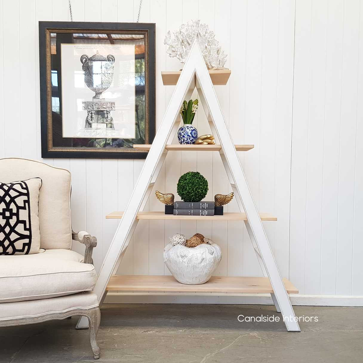 Pyramid AFrame Shelf  $599 Accessories, CAFE FURNITURE, HAMPTONS Style, PLANTATION Style, LIVING Room, LIVING Cupboards & Bookcases, CAFE FURNITURE Storage, STORAGE, STORAGE Bookshelves & Cupboards