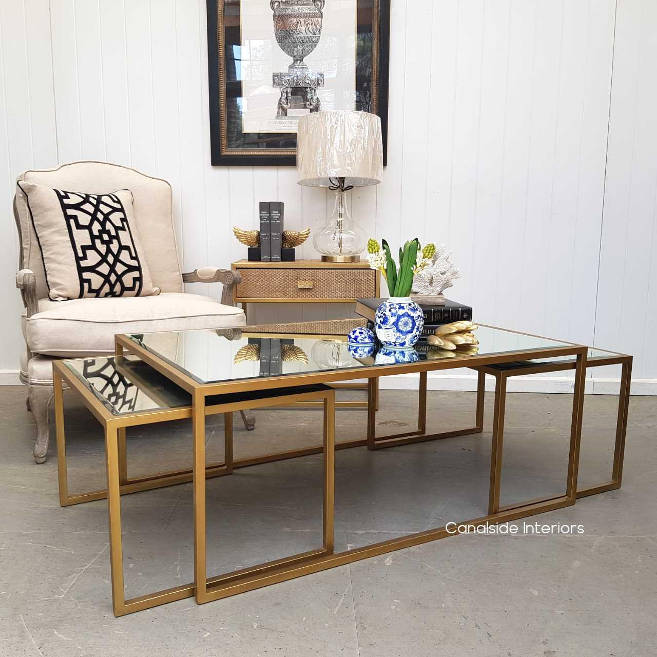Brienne Nesting Coffee Table with Aged Mirror  TABLES, TABLES Coffee Tables, LIVING Room, LIVING Coffee & Side Tables