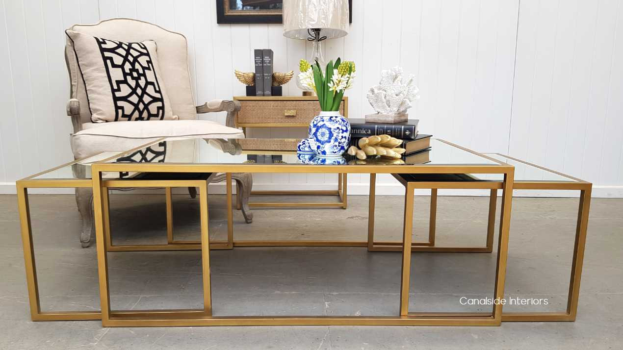 Brienne Nesting Coffee Table with Aged Mirror  TABLES, TABLES Coffee Tables, LIVING Room, LIVING Coffee & Side Tables