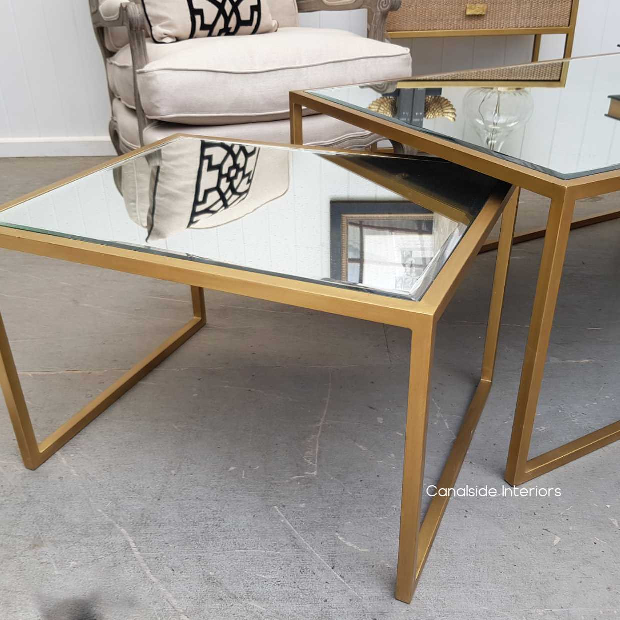 Brienne Nesting Coffee Table with Aged Mirror  TABLES, TABLES Coffee Tables, LIVING Room, LIVING Coffee & Side Tables