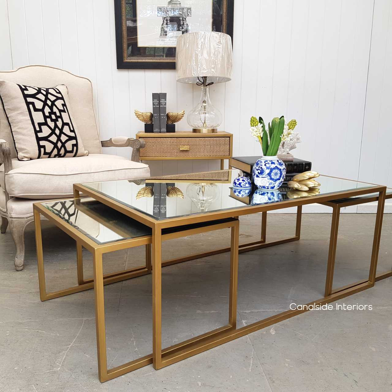 Brienne Nesting Coffee Table with Aged Mirror  TABLES, TABLES Coffee Tables, LIVING Room, LIVING Coffee & Side Tables