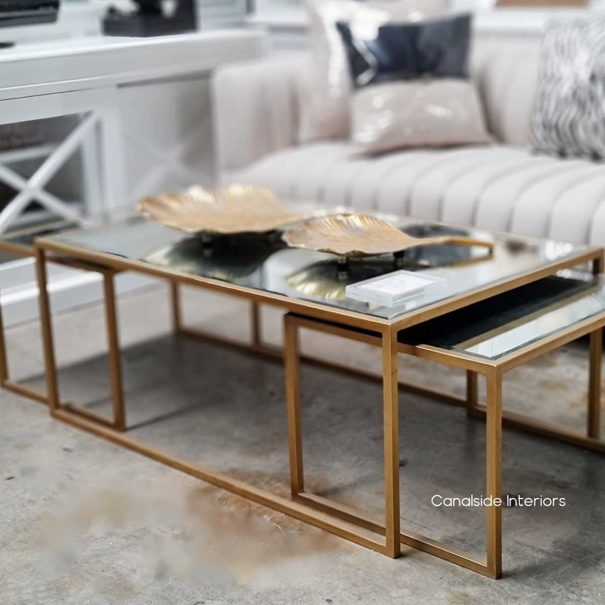 Brienne Nesting Coffee Table with Aged Mirror  TABLES, TABLES Coffee Tables, LIVING Room, LIVING Coffee & Side Tables