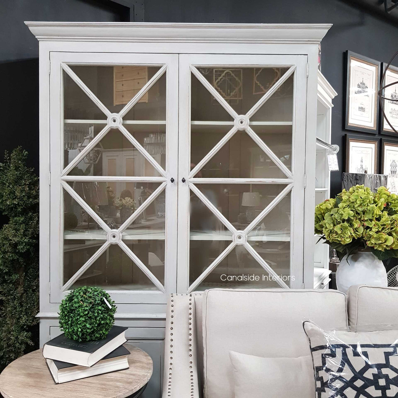 Bungalow Display Unit Distressed Stone  HAMPTONS Style, PLANTATION Style, LIVING Room, LIVING Cupboards & Bookcases, STORAGE, STORAGE Bookshelves & Cupboards