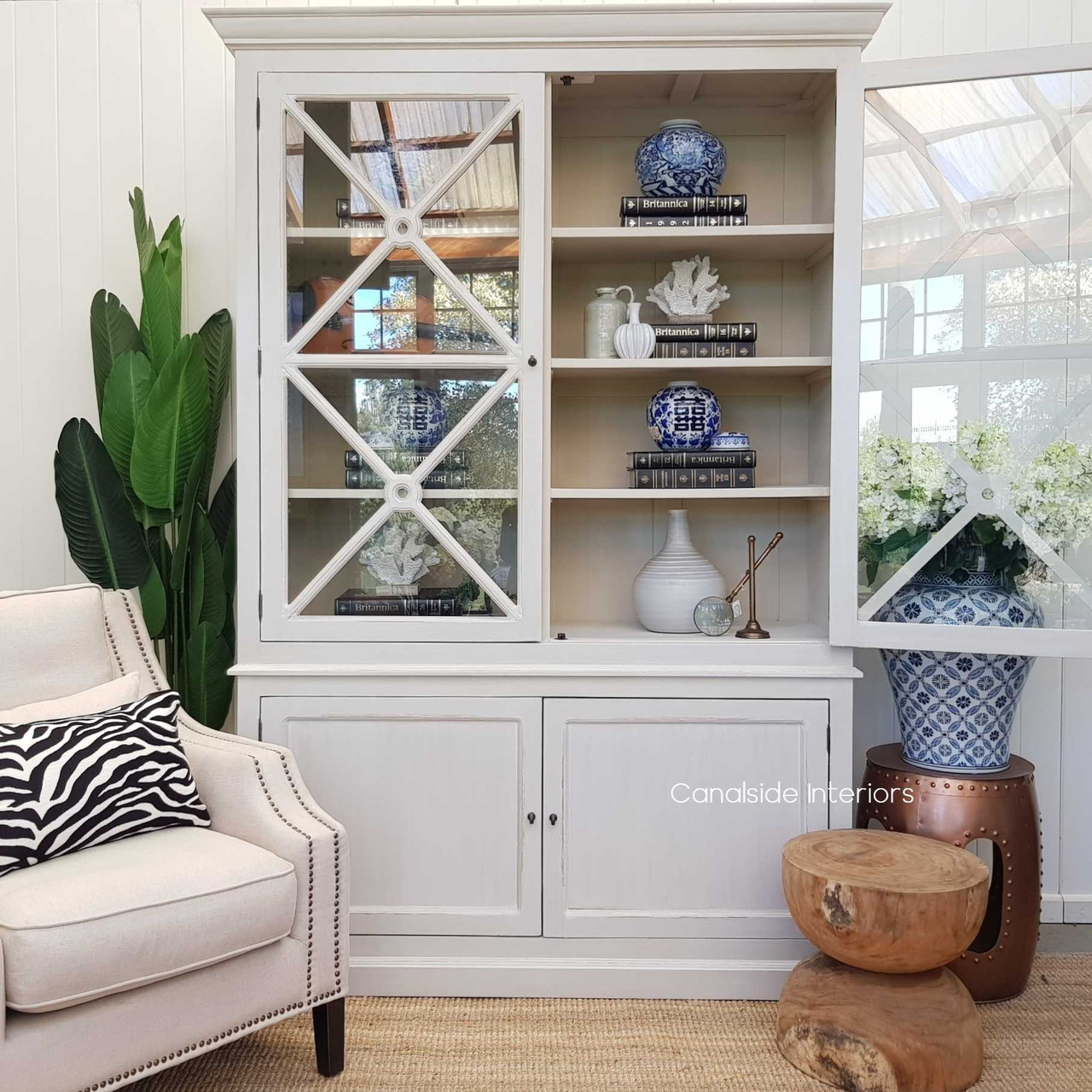 Bungalow Display Unit Distressed Stone  HAMPTONS Style, PLANTATION Style, LIVING Room, LIVING Cupboards & Bookcases, STORAGE, STORAGE Bookshelves & Cupboards