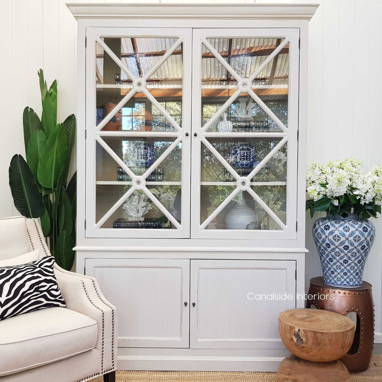 Bungalow Display Unit Distressed Stone  HAMPTONS Style, PLANTATION Style, LIVING Room, LIVING Cupboards & Bookcases, STORAGE, STORAGE Bookshelves & Cupboards