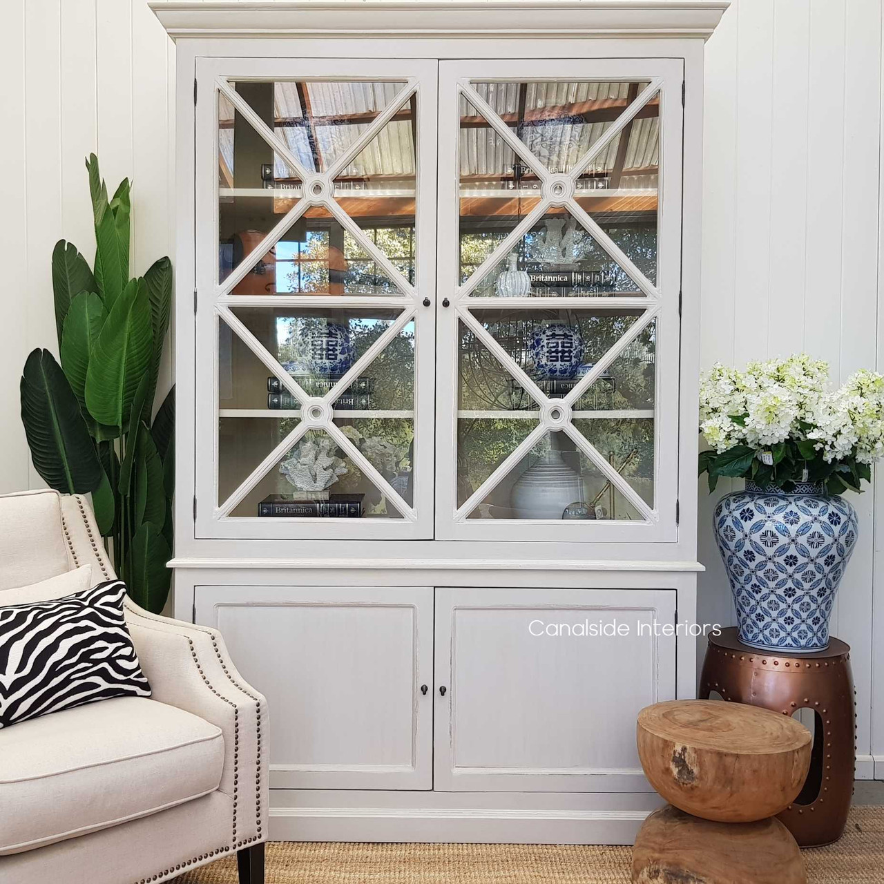 Bungalow Display Unit Distressed Stone  HAMPTONS Style, PLANTATION Style, LIVING Room, LIVING Cupboards & Bookcases, STORAGE, STORAGE Bookshelves & Cupboards
