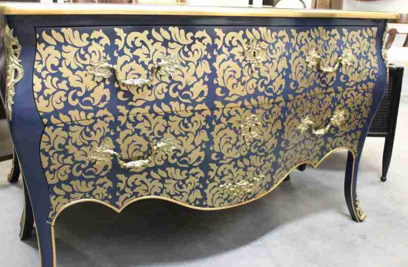 Piccini Commode Dark Blue with Gold Genova Trim