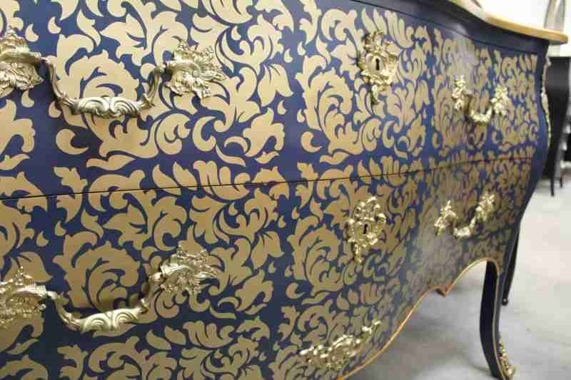 Piccini Commode Dark Blue with Gold Genova Trim