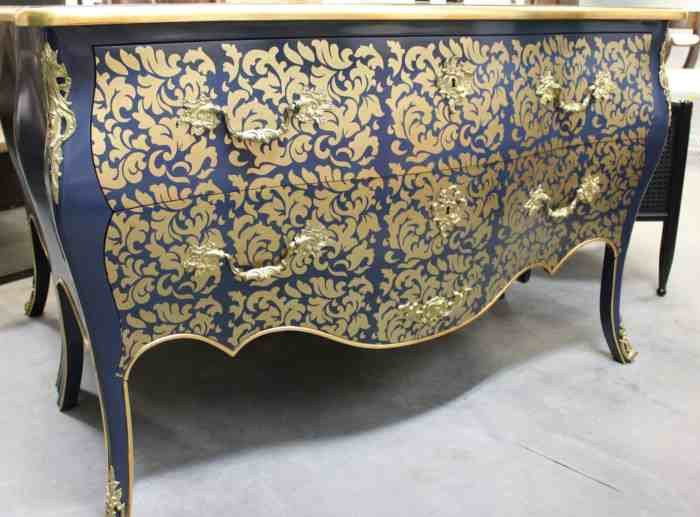 Piccini Commode Dark Blue with Gold Genova Trim
