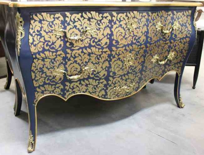 Piccini Commode Dark Blue with Gold Genova Trim
