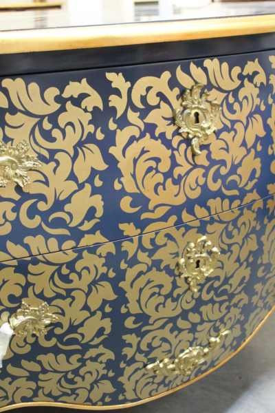 Piccini Commode Dark Blue with Gold Genova Trim