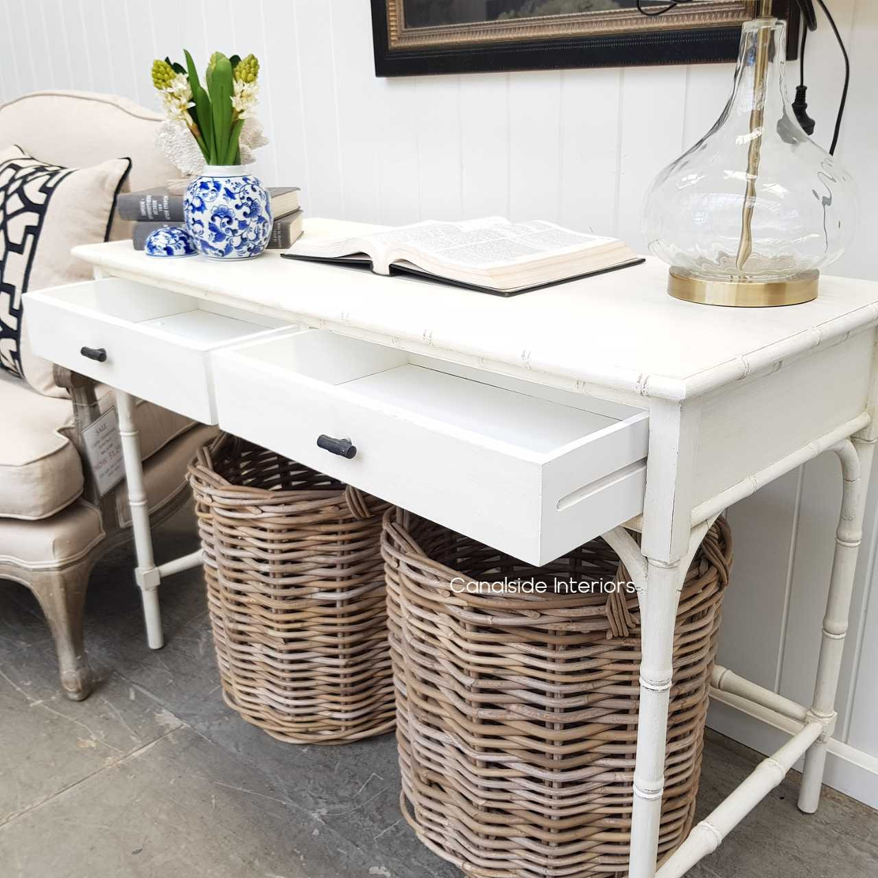 Mandalay Console Distressed White  HAMPTONS Style, PLANTATION Style, STORAGE Consoles & Desks, PLANTATION STYLE