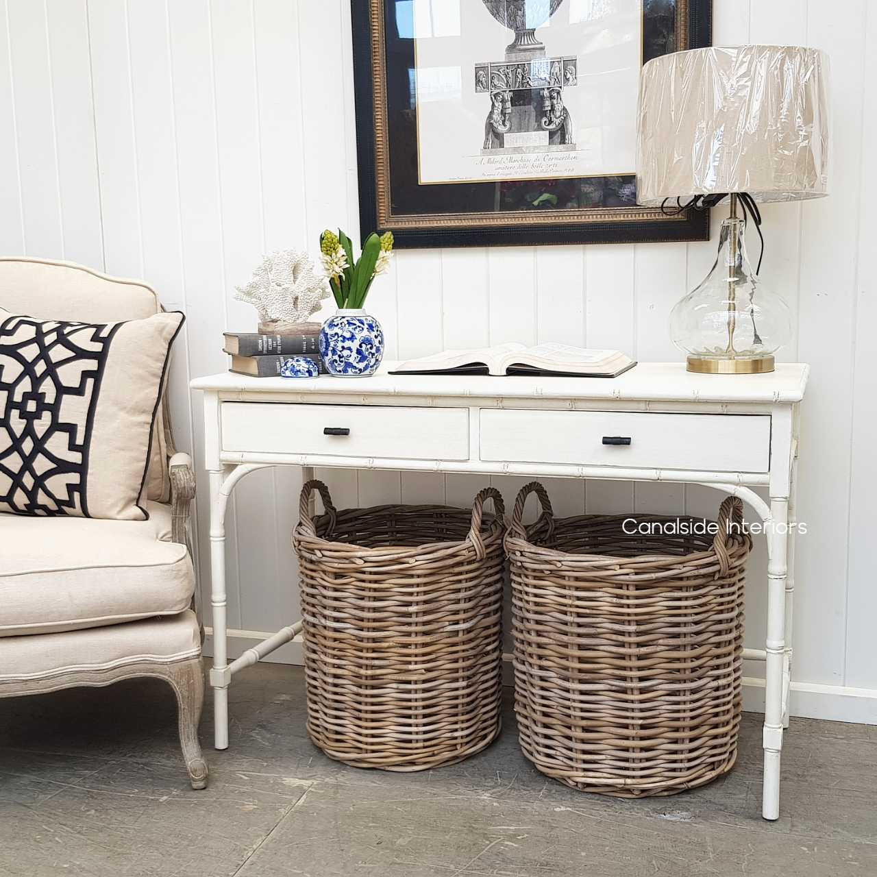 Mandalay Console Distressed White  HAMPTONS Style, PLANTATION Style, STORAGE Consoles & Desks, PLANTATION STYLE