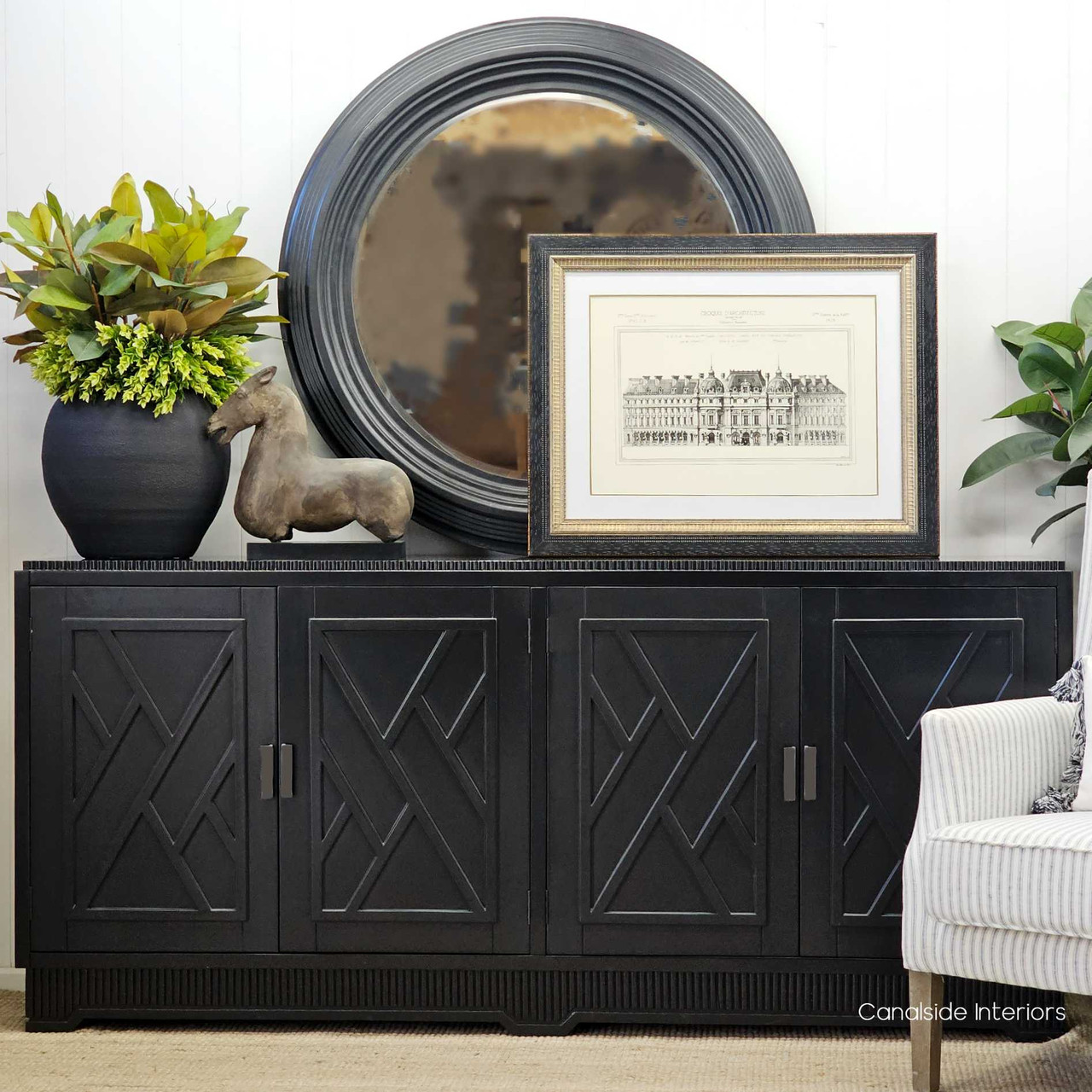 Amplify your lounge room's chic with the Ellery 4 Door Sideboard, showcasing quality craftsmanship and modern appeal