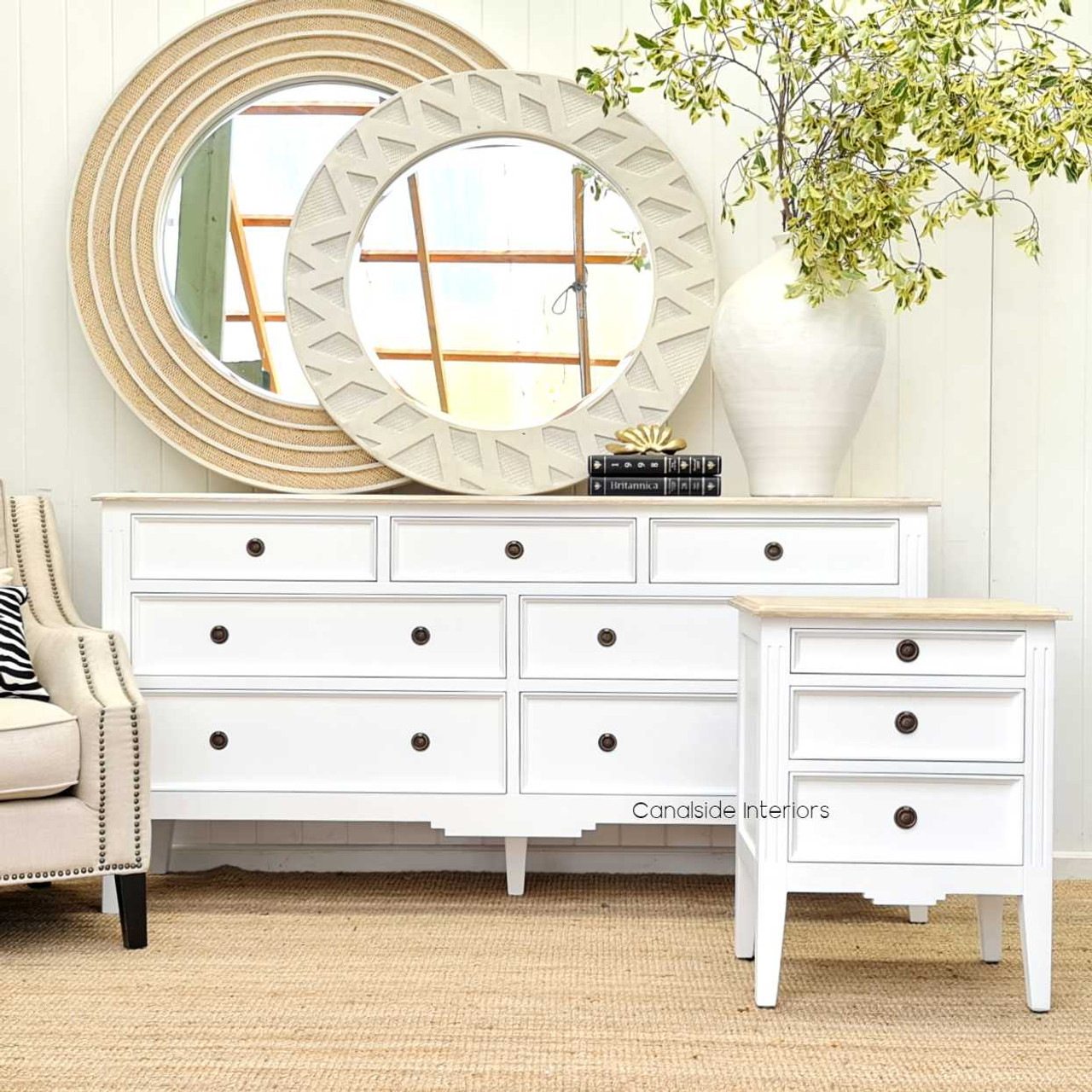 The chest in a modern living room, accentuating its straight lines and understated design for a minimalist look.