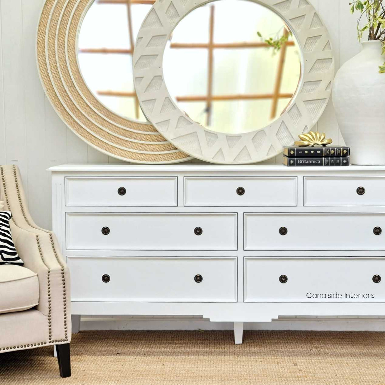 Lifestyle image of the chest in a French country kitchen, enhancing the space with its chic and versatile storage capabilities.