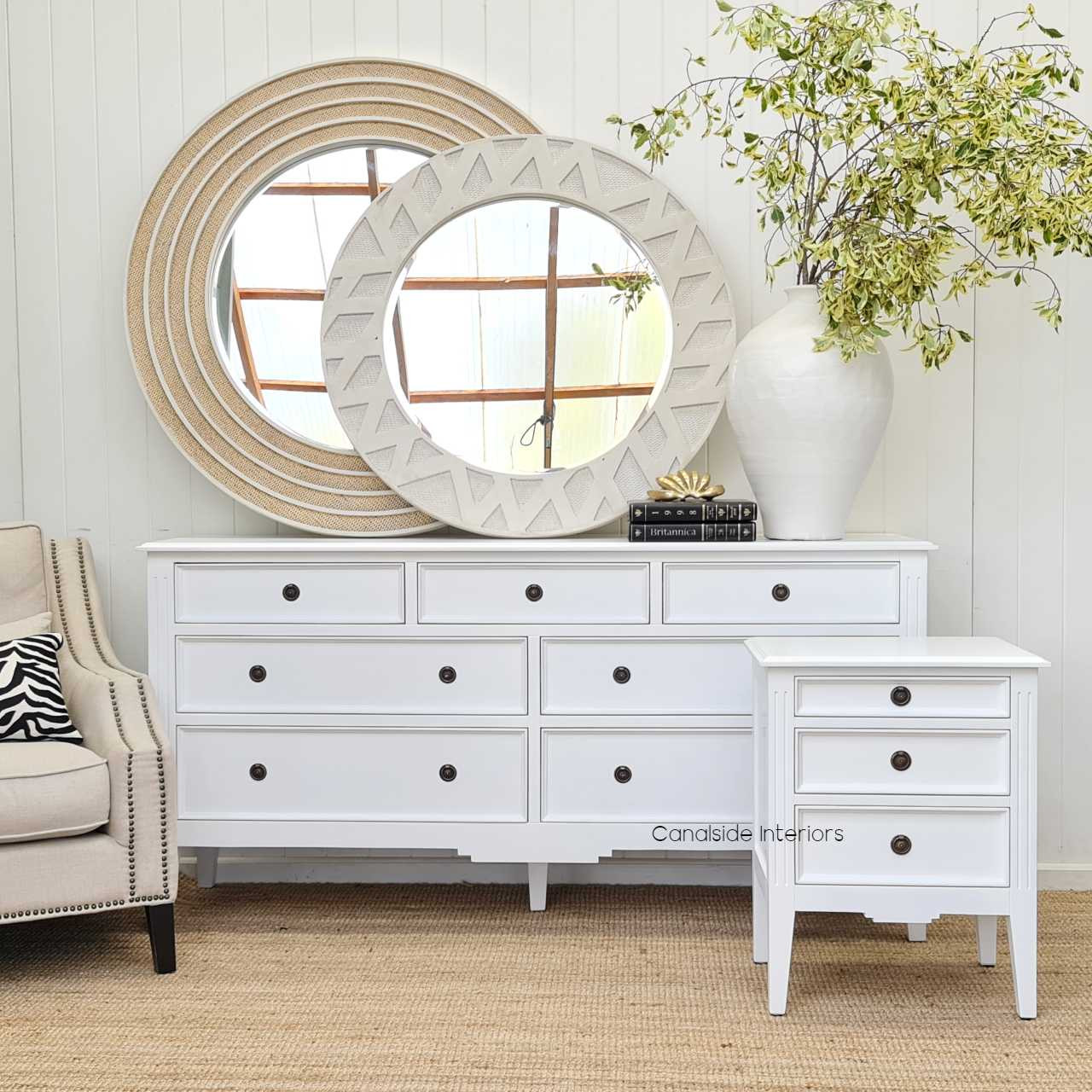 View of the Peninsula Sideboard, focusing on its sleek lines and quality construction, suitable for modern and traditional decors
