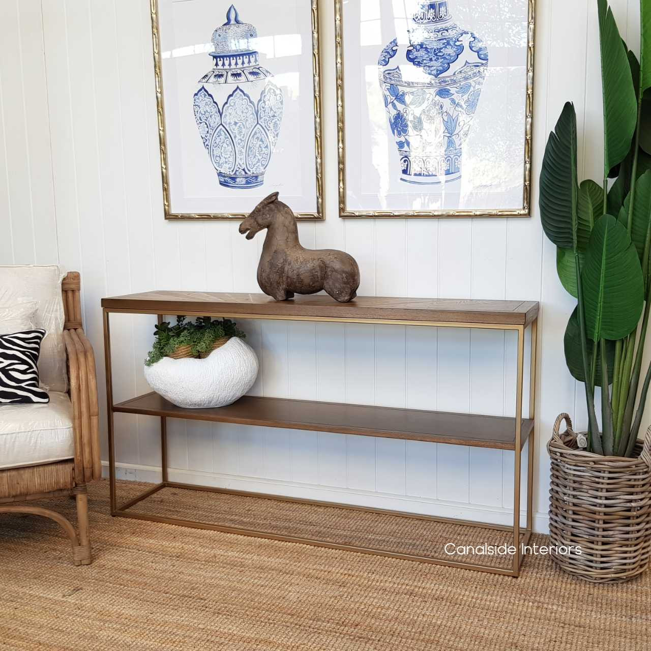 Huxley Mosaic Console with Gold Inlay HAMPTONS Style, PLANTATION Style, STORAGE Consoles Entryway Living Room Entry