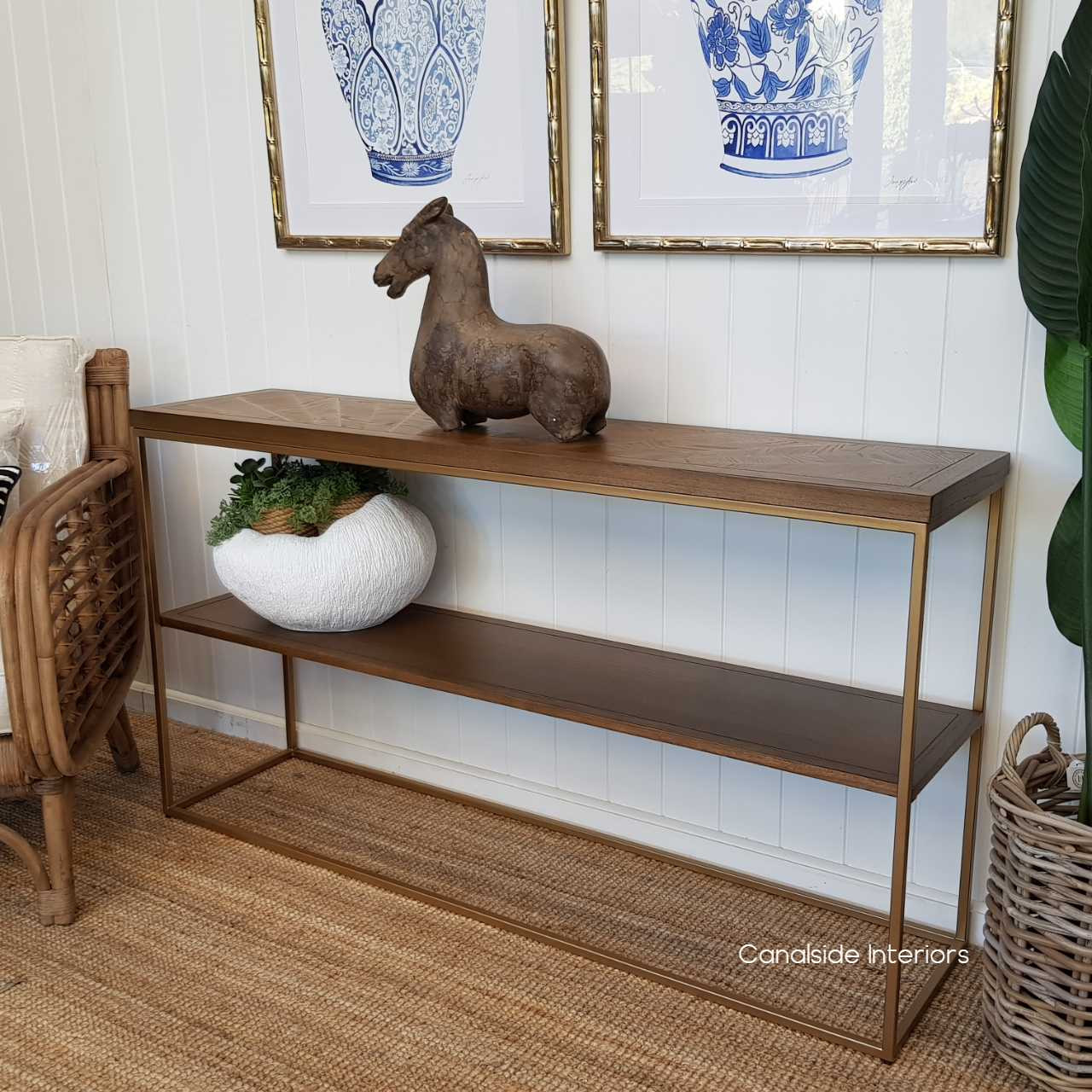 Huxley Mosaic Console with Gold Inlay HAMPTONS Style, PLANTATION Style, STORAGE Consoles Entryway Living Room Entry