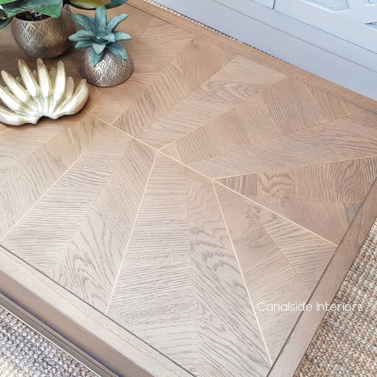 Huxley Mosaic Gold Inlay Coffee Table with Storage TABLES, TABLES Coffee Tables, LIVING Room, LIVING Coffee & Side Tables Plantation Hamptons