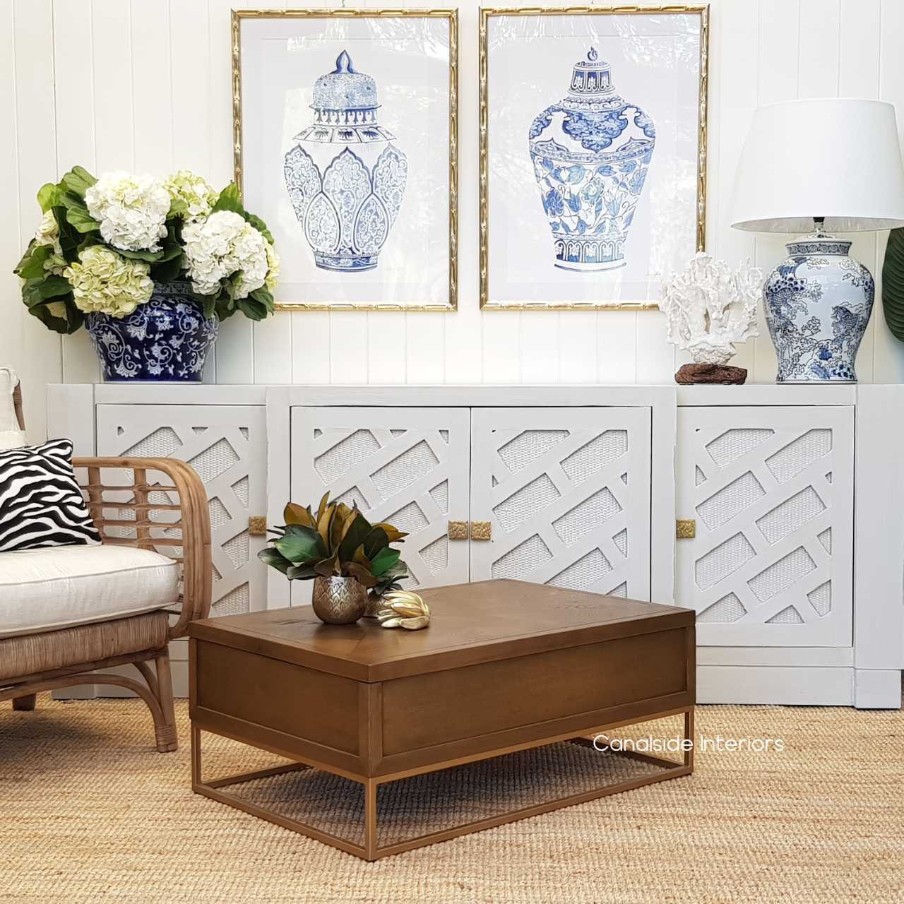 Huxley Mosaic Gold Inlay Coffee Table with Storage TABLES, TABLES Coffee Tables, LIVING Room, LIVING Coffee & Side Tables Plantation Hamptons