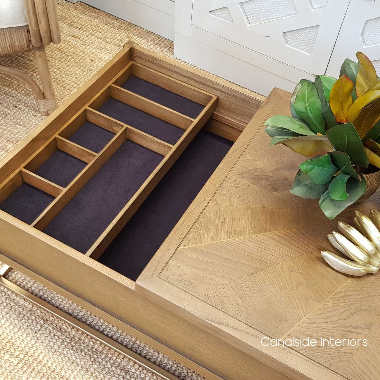 Huxley Mosaic Gold Inlay Coffee Table with Storage TABLES, TABLES Coffee Tables, LIVING Room, LIVING Coffee & Side Tables Plantation Hamptons