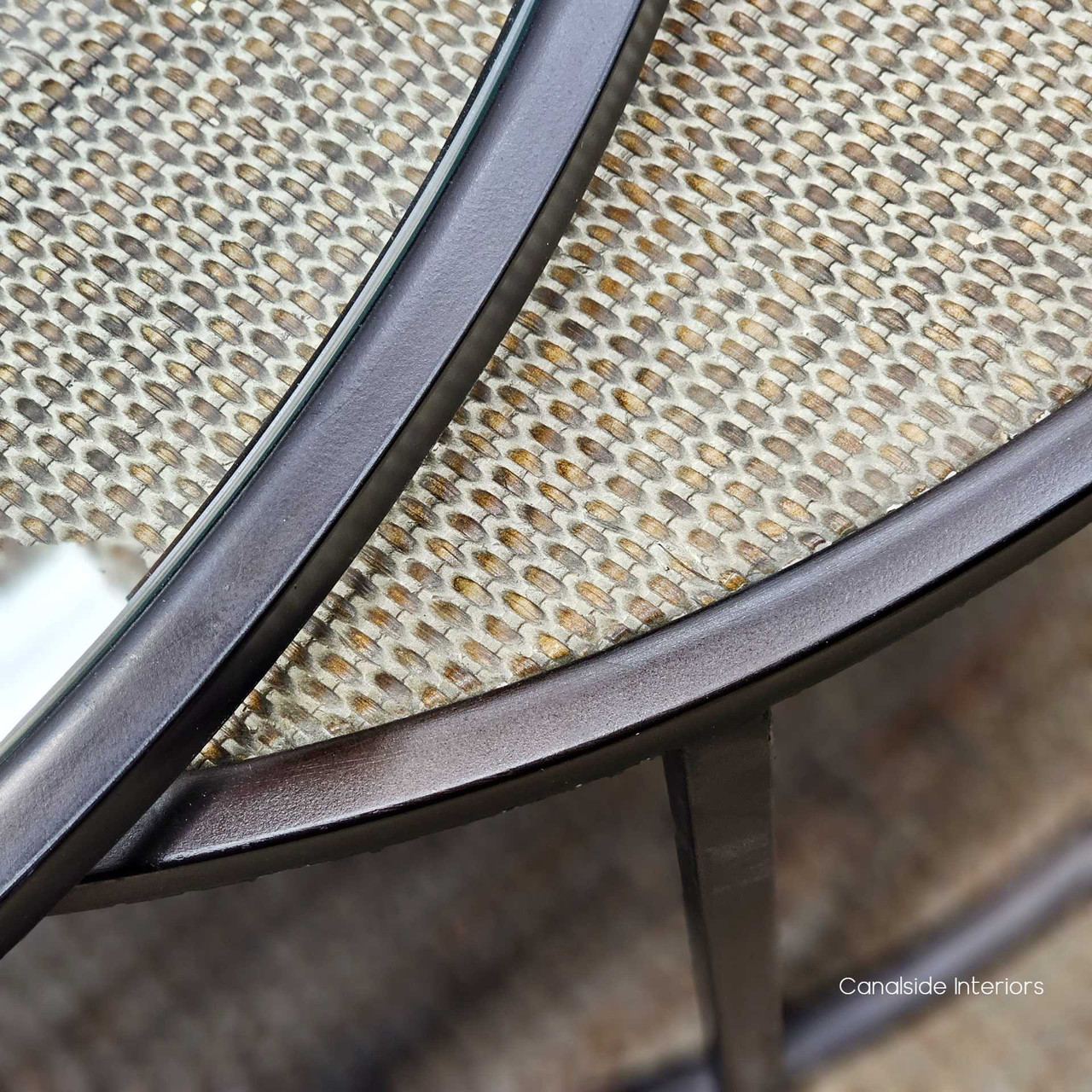 Maximize your living space with the Knox Coffee Tables, their tempered glass and rattan tops nested in a stylish brass frame â€“ Canalside Interiors