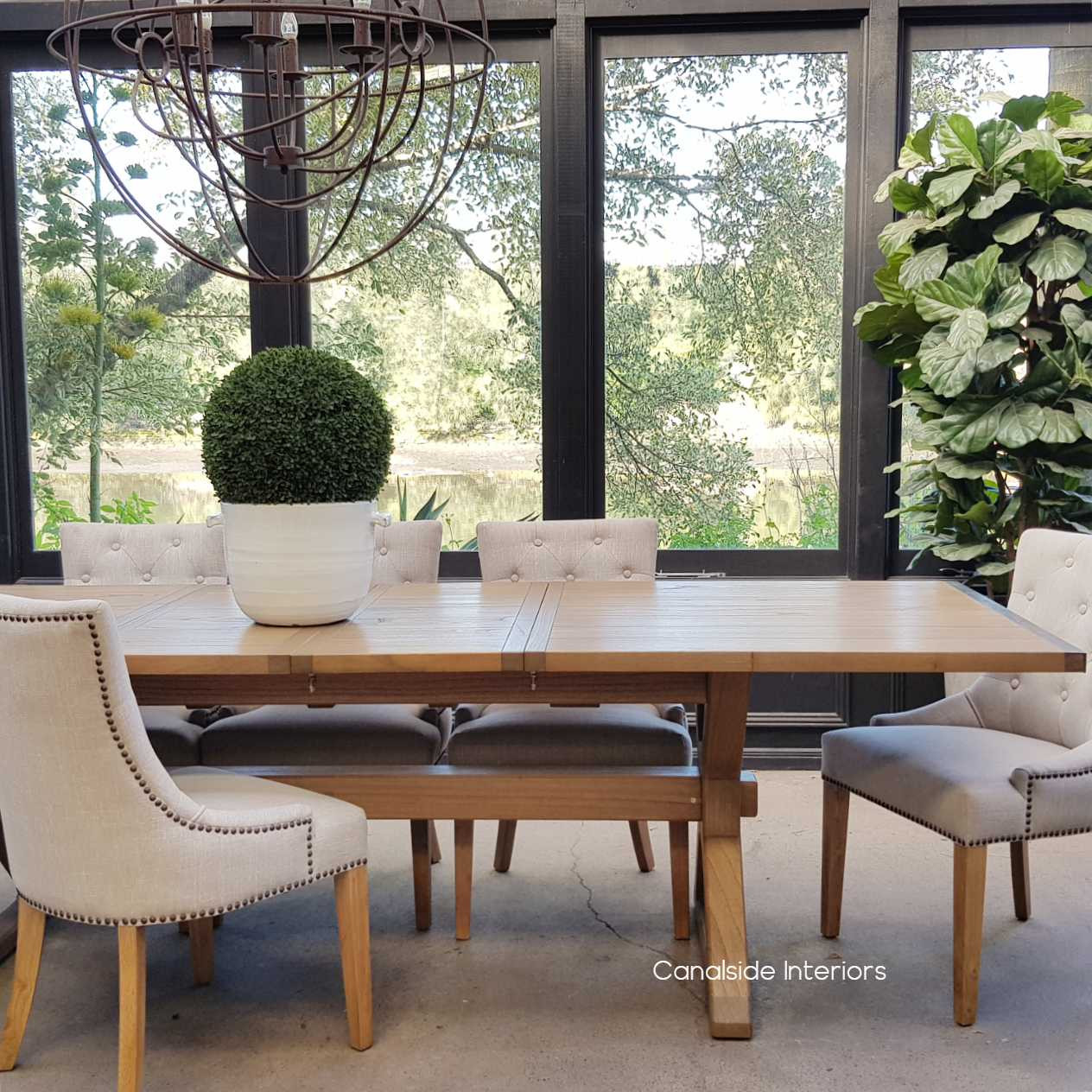 Catalina Double Extension Dining Table X-Base Cross Base metal detail tables, extension tables, hamptons, hamptons table, provincial, plantation, dining tables, trestle base, dining room, nautical, coastal