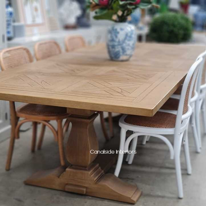 Balmoral Parquetry Double Extension Dining Table tables, extension tables, hamptons, hamptons table, provincial, plantation, dining tables, trestle base, dining room