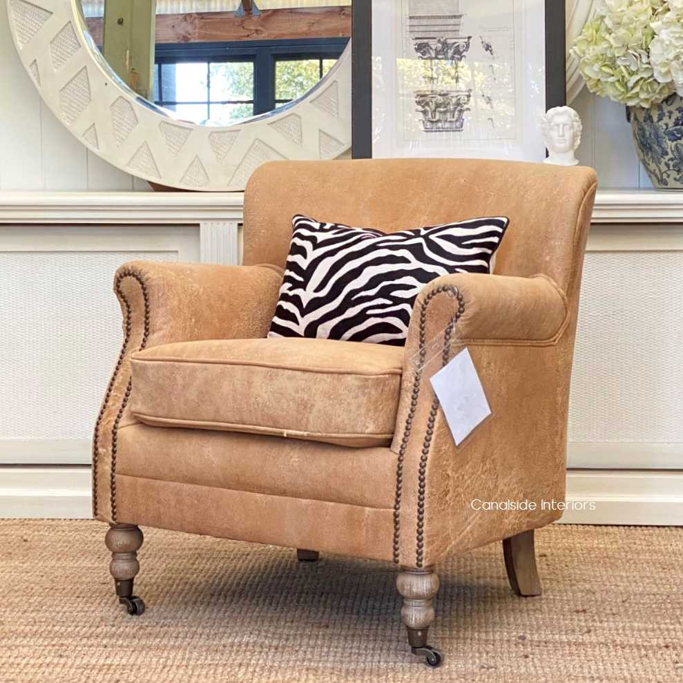 Doctus Aged Leather and Vintage Tan Armchair AGED LEATHER, CAFE FURNITURE Stools & Chairs