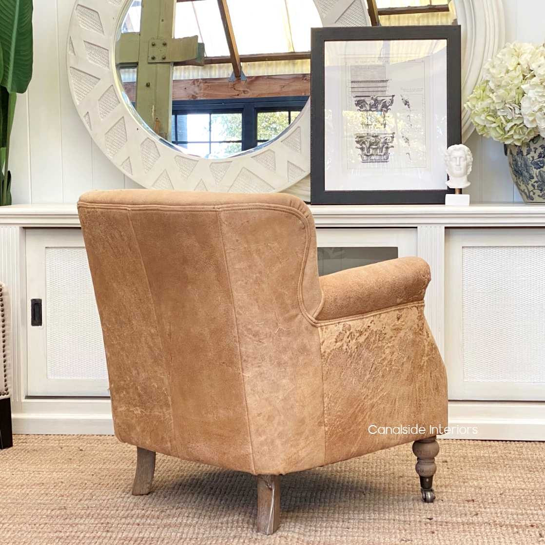 Doctus Aged Leather and Vintage Tan Armchair AGED LEATHER, CAFE FURNITURE Stools & Chairs