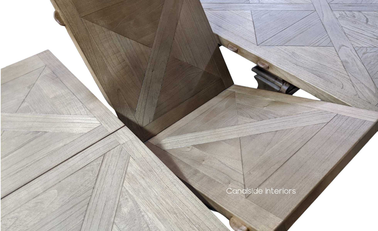 A detail shot of the table’s edge and finish, showcasing the meticulous attention to detail and the high-quality finish that defines Canalside Interiors’ pieces.