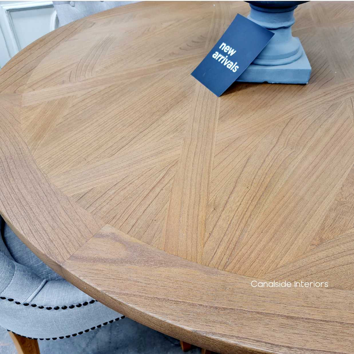 Lennox Parquetry Round Dining Table tables, hamptons, hampton table, provincial, plantation, dining tables, trestle base, dining room