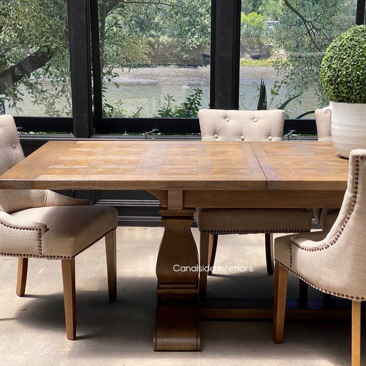 Detail shot of the table’s texture and finish, accentuating the quality materials and attention to detail in its construction.