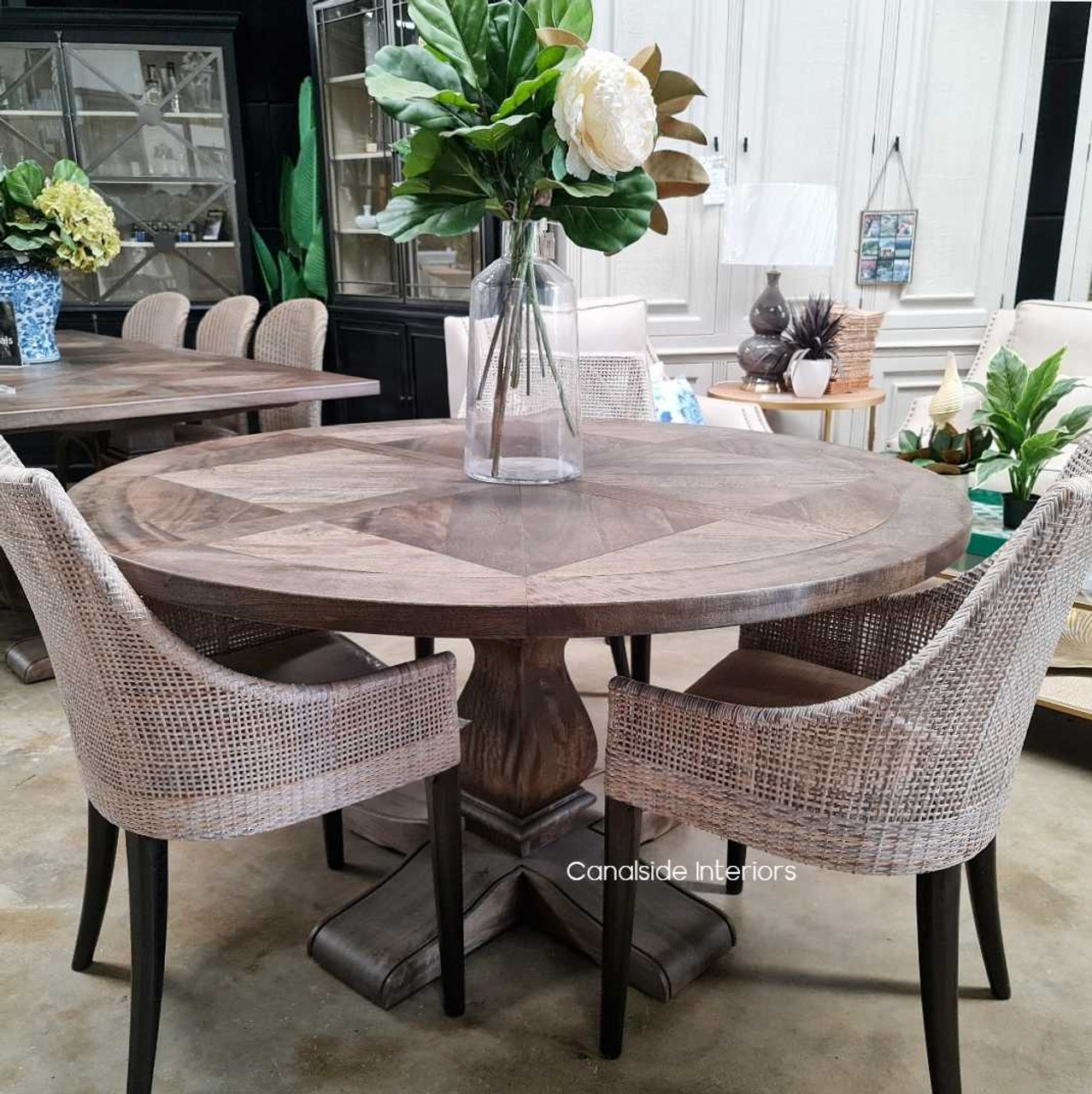 Detail shot of the dining table, illustrating its versatility and stylish accent potential in various room settings, complementing both modern and classical decors.