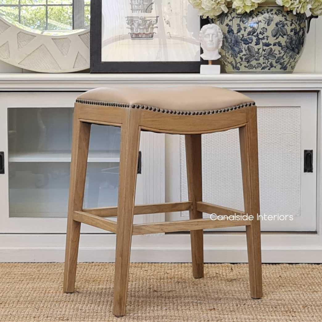 Mila II Leather Kitchen Bar Stool  FRENCH  FURNITURE, CHAIRS, HAMPTONS Style, PLANTATION Style, CHAIRS Dining, CHAIRS Stools