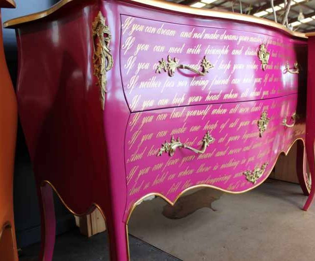 Piccini Commode Pink with Gold Rhymes