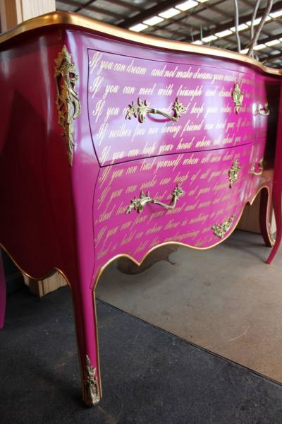 Piccini Commode Pink with Gold Rhymes