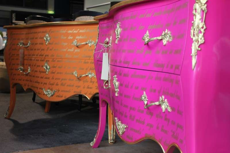 Piccini Commode Pink with Gold Rhymes