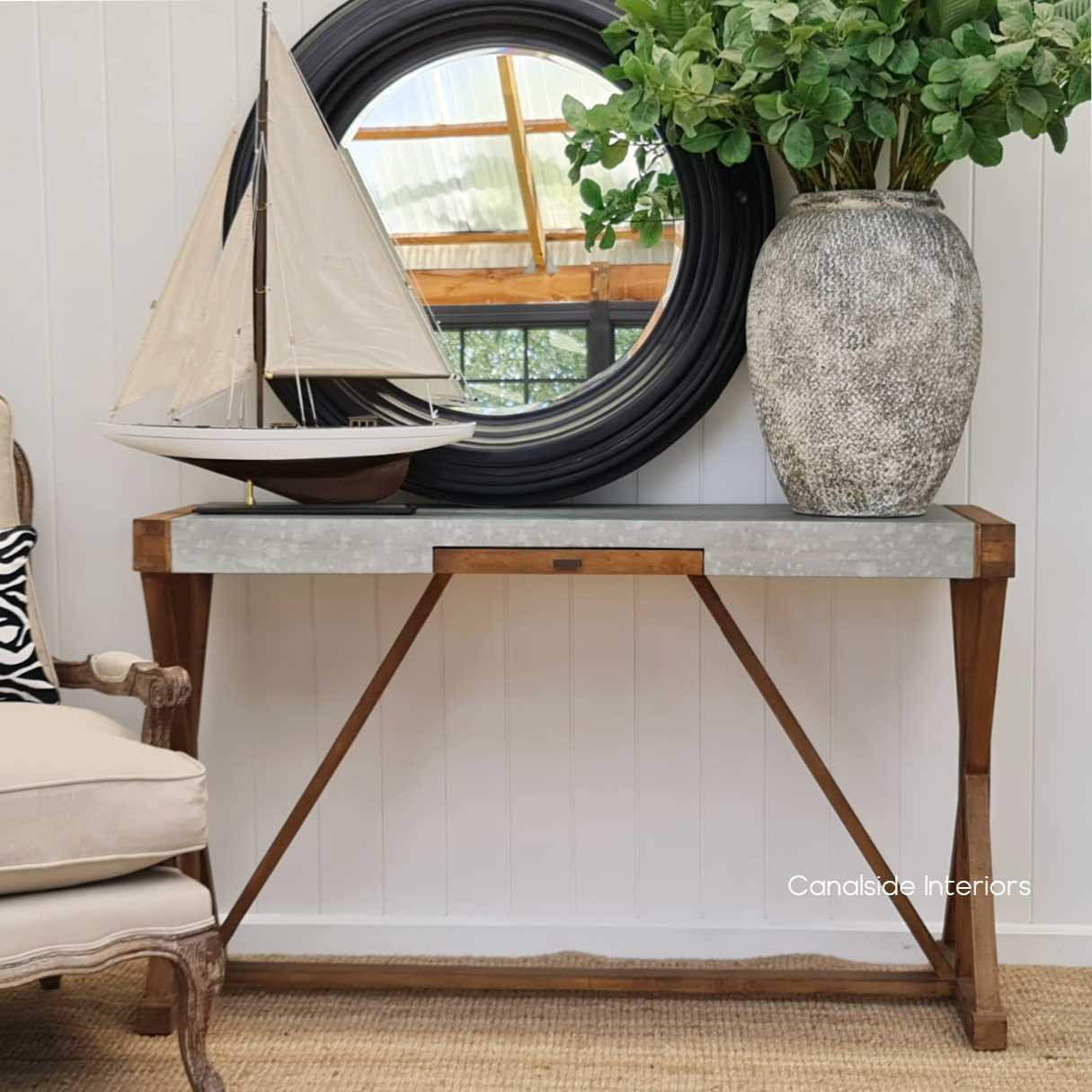 Loxley Desk Console  INDUSTRIAL RUSTIC Style, TABLES, HAMPTONS Style, PLANTATION Style, STORAGE Consoles & Desks, TABLES Sideboards & Buffets, STORAGE