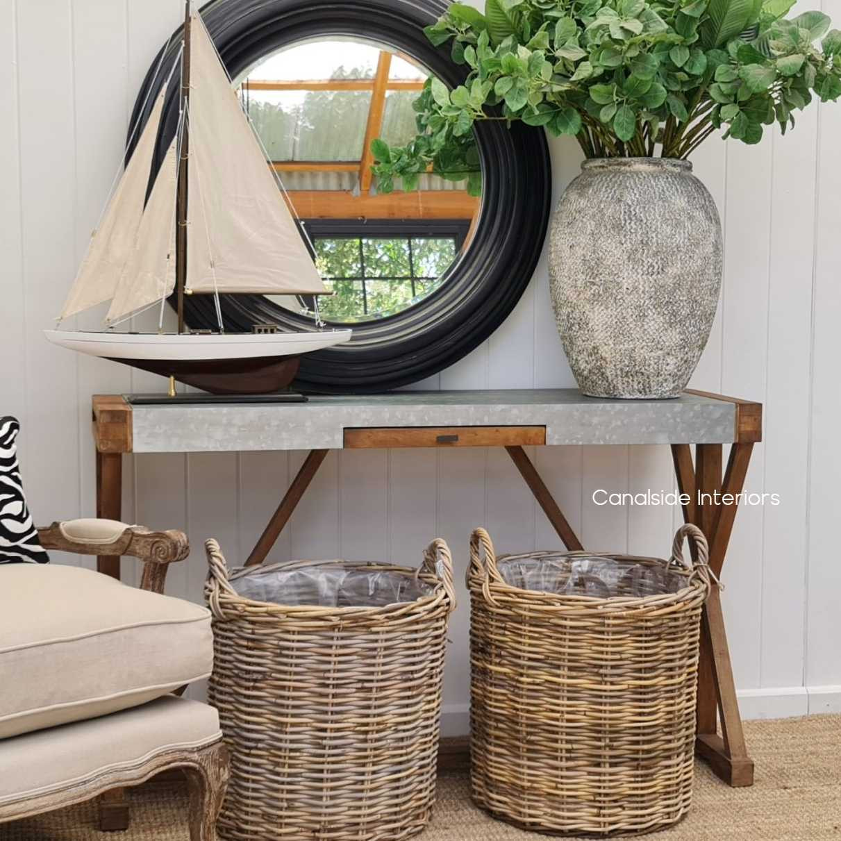 Loxley Desk Console  INDUSTRIAL RUSTIC Style, TABLES, HAMPTONS Style, PLANTATION Style, STORAGE Consoles & Desks, TABLES Sideboards & Buffets, STORAGE