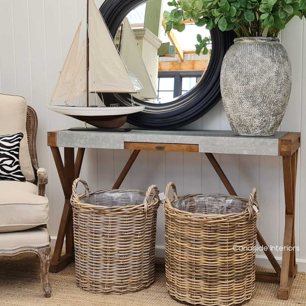 Loxley Desk Console  INDUSTRIAL RUSTIC Style, TABLES, HAMPTONS Style, PLANTATION Style, STORAGE Consoles & Desks, TABLES Sideboards & Buffets, STORAGE