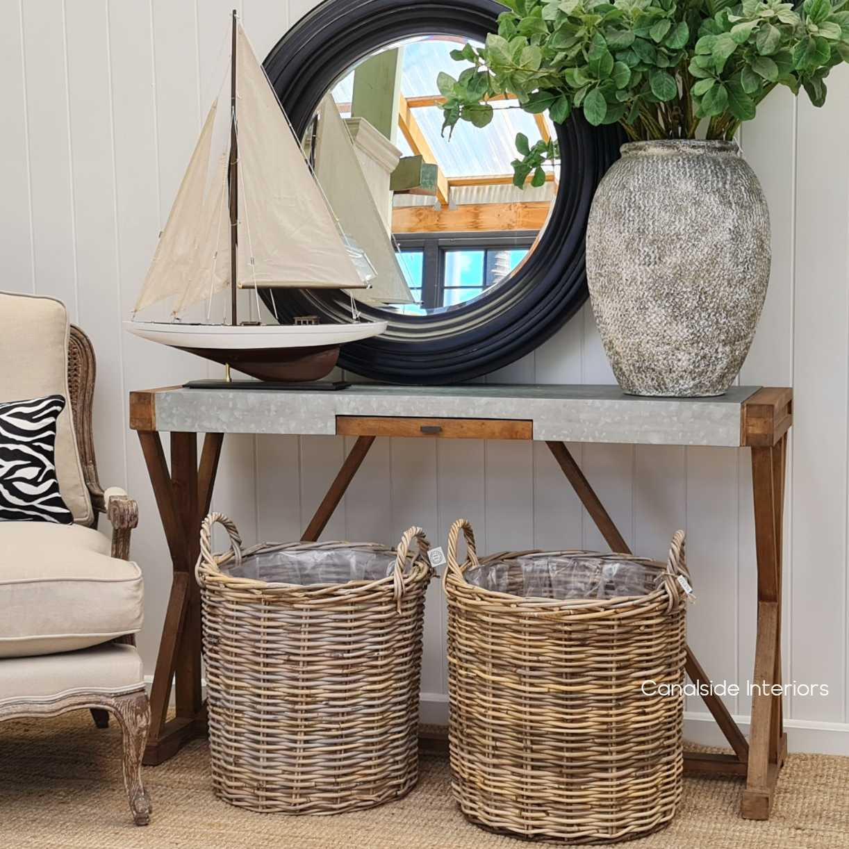 Loxley Desk Console  INDUSTRIAL RUSTIC Style, TABLES, HAMPTONS Style, PLANTATION Style, STORAGE Consoles & Desks, TABLES Sideboards & Buffets, STORAGE