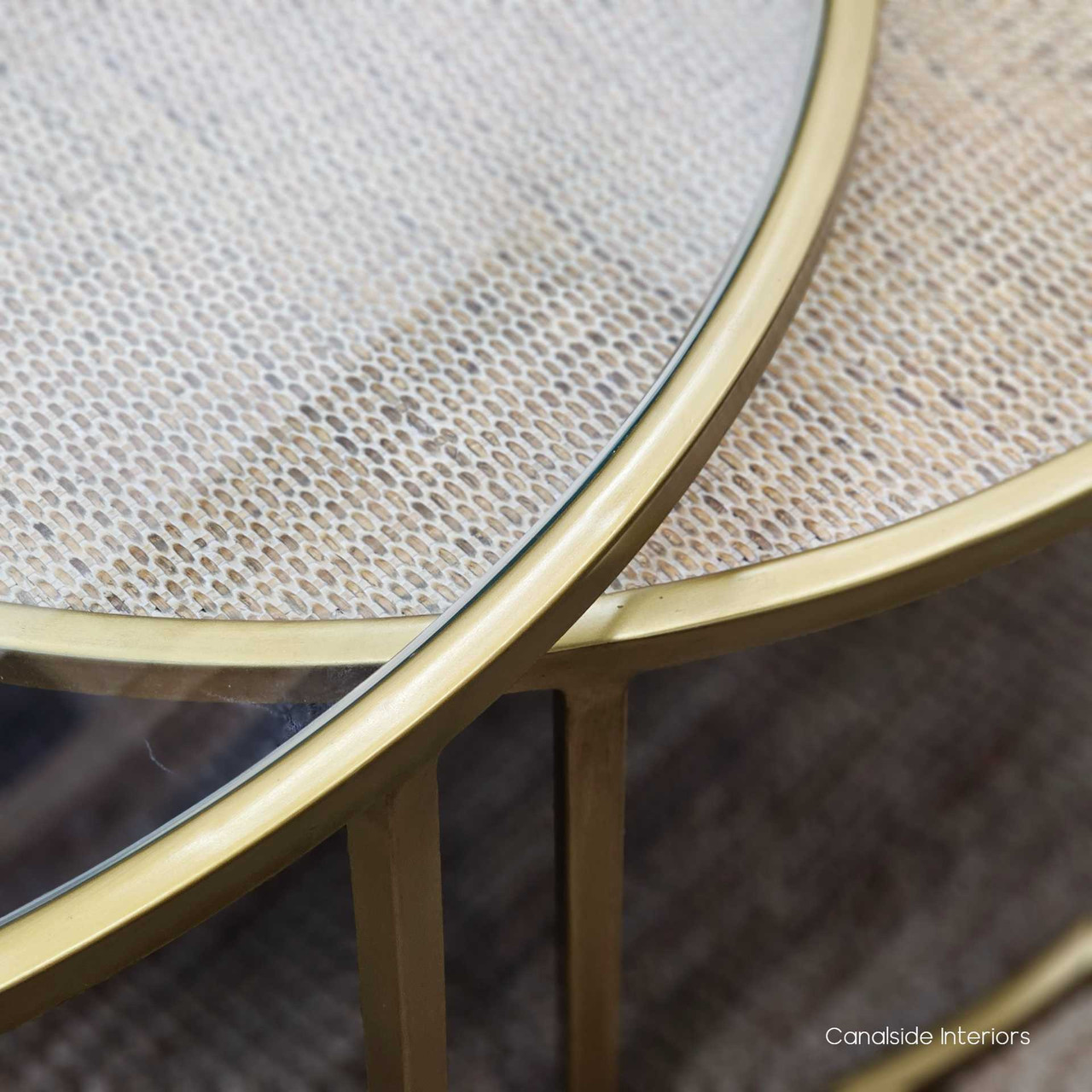 With their chic gold frames, the Knox Plantation Nesting Tables bring contemporary versatility and timeless design to the forefront – Canalside Interiors