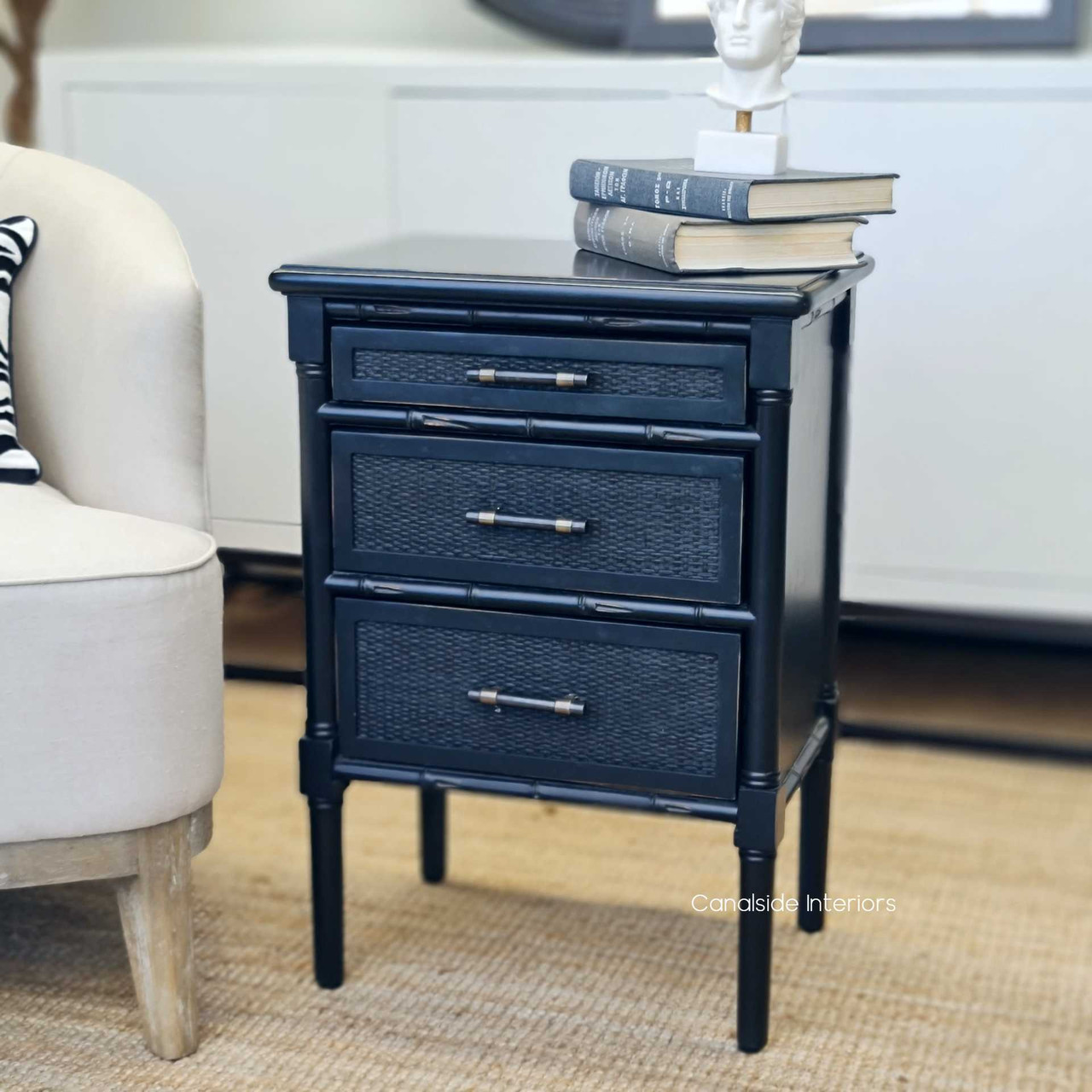 Showcasing a beautiful marriage of British Colonial and Hamptons styles, the Brielle Rattan Bedside adds timeless elegance to any bedroom