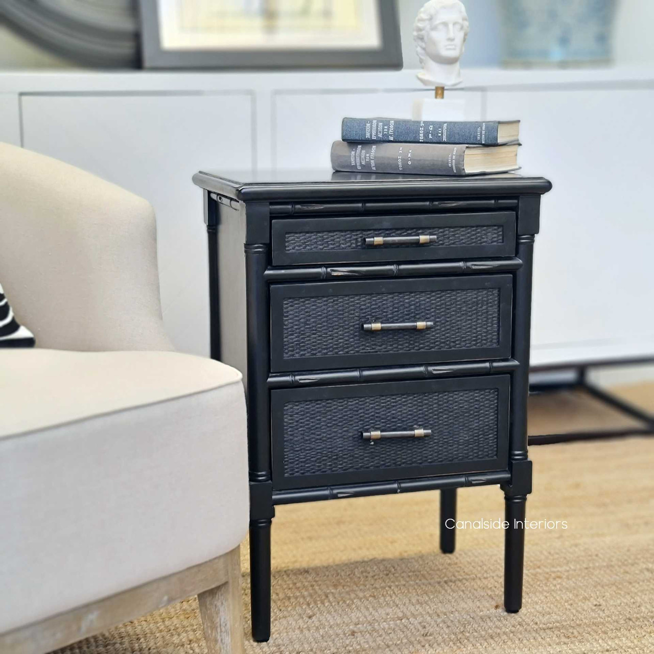 The Brielle Rattan Bedside provides ample storage in a space-saving design, perfect for bedside essentials.