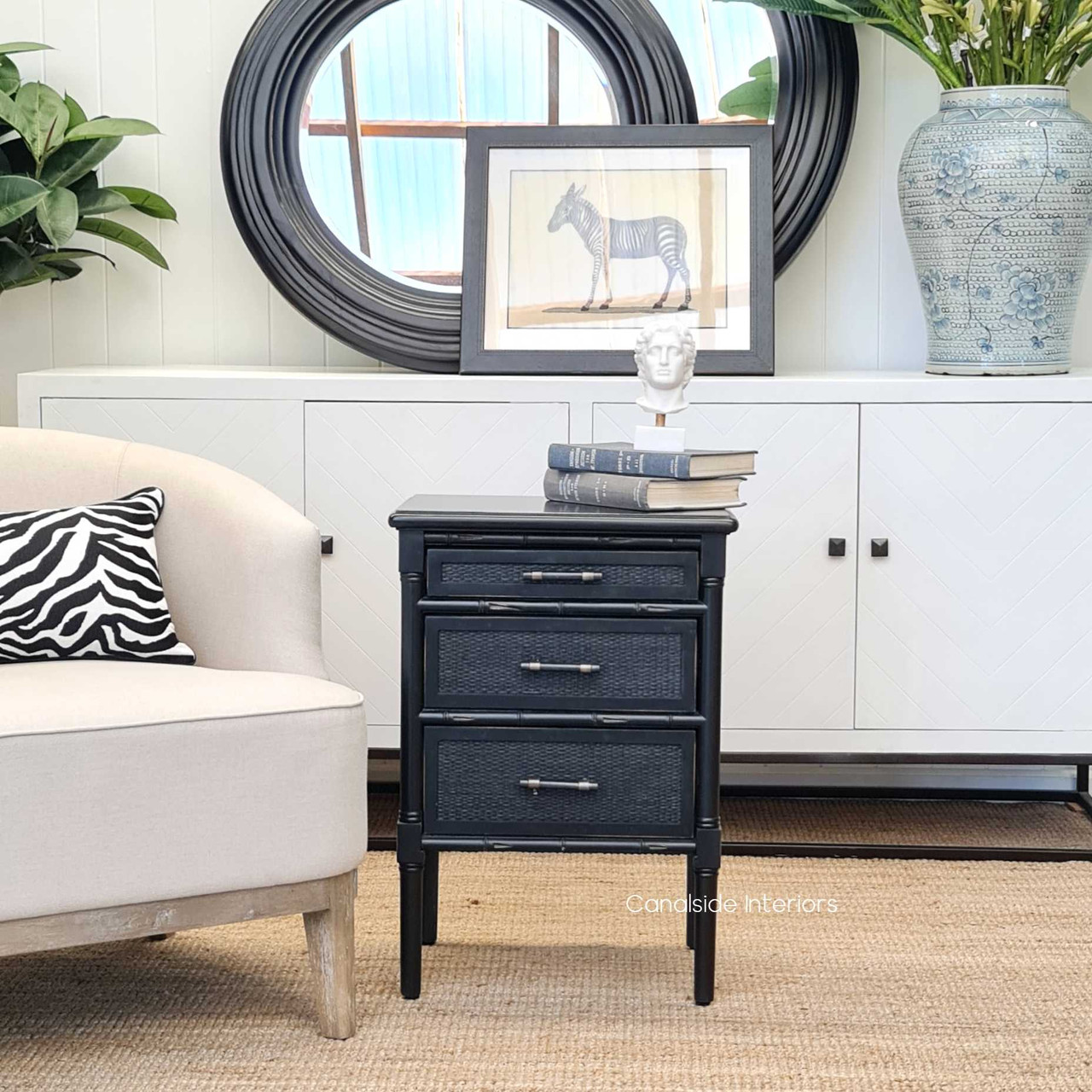 The Brielle Rattan Bedside offers ample storage for pajamas, bedtime essentials, and more, keeping your bedroom organized.