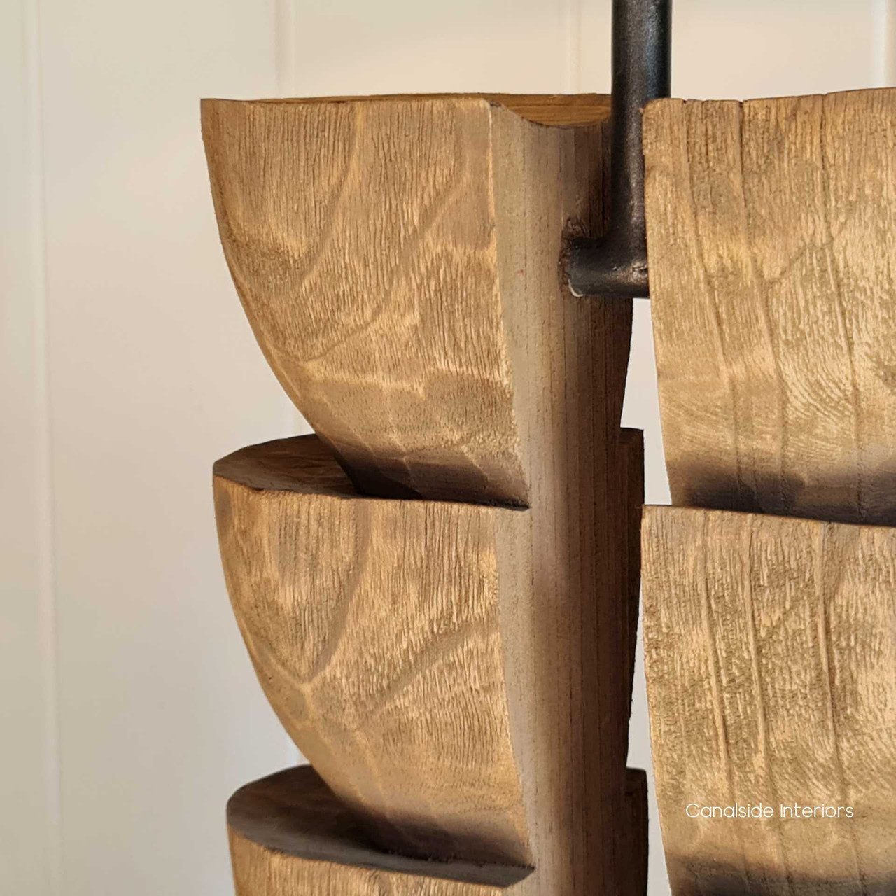 Detail of the handcrafted Ambroise Lamp's timber grain, reflecting the quality craftsmanship and individual character of our collection.