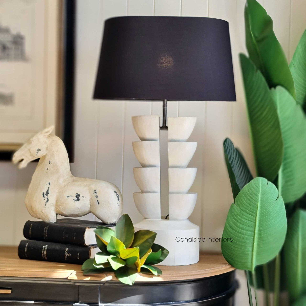 The Ambroise Lamp as part of a curated interior, blending functionality with the natural and rustic recycled charm exclusive to Canalside Interiors